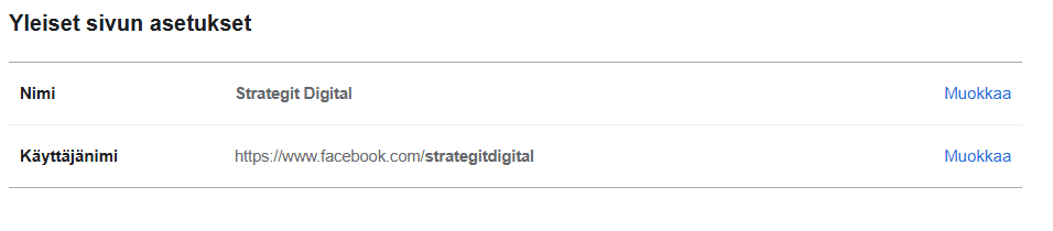 Etsi kohta Käyttäjänimi ja tee siihen haluamasi muutos.